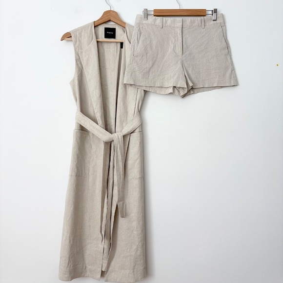 Theory skea crunch linen vest & short set - Picture 5 of 12